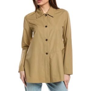 Lafayette 148 Cotton Button Down Flounce Hem Shirt Jacket, Oversized MSRP:$798